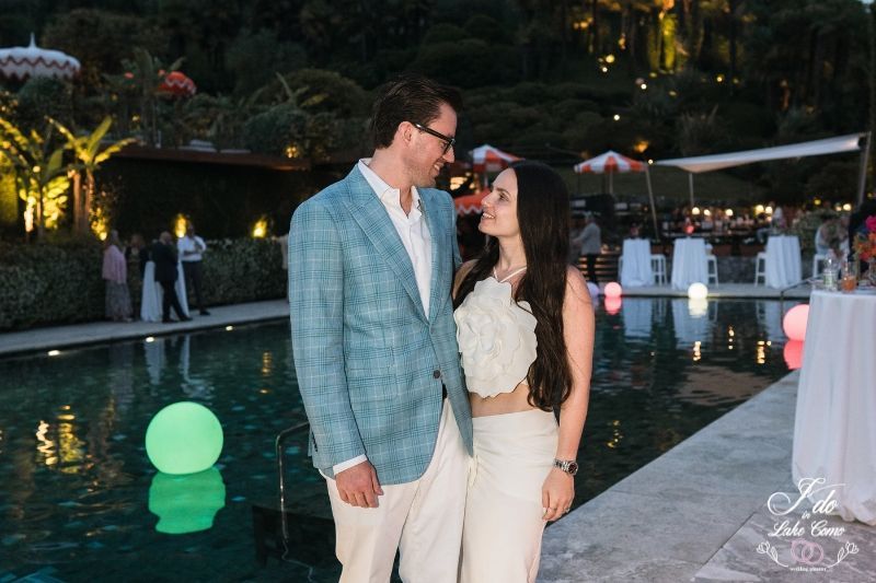 A colorful pool party at Grand Hotel Tremezzo wedding in lake Como